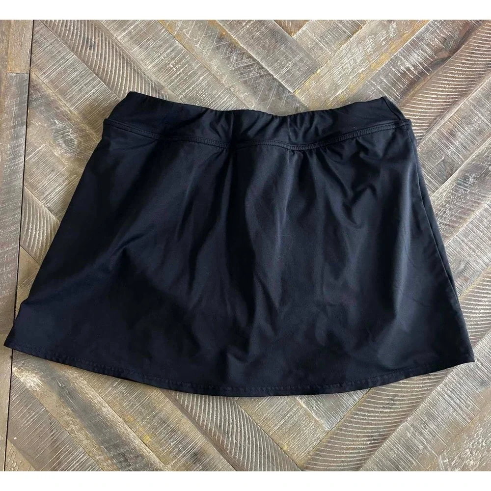 Lands End Womens Black Swim Skirt Size 8 Skort Bottom Attached Briefs